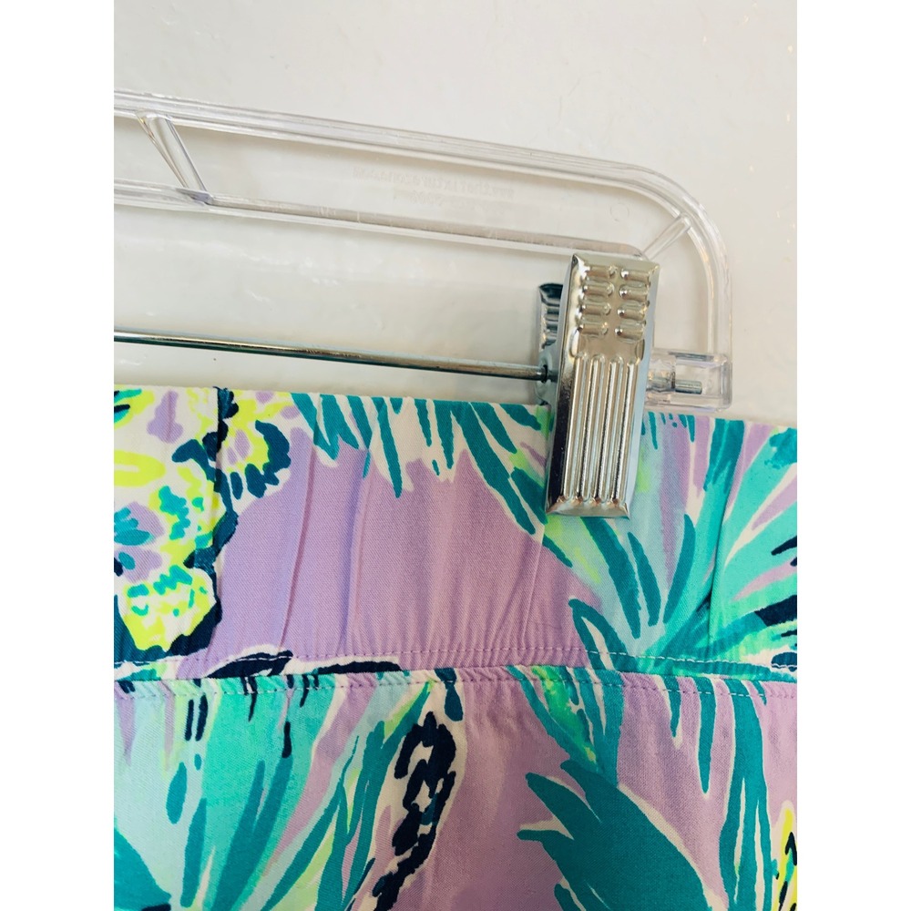 Lilly Pulitzer Wide Leg Pants Women XL Purple Teal Tropical Floral Resort Beach - Picture 8 of 10